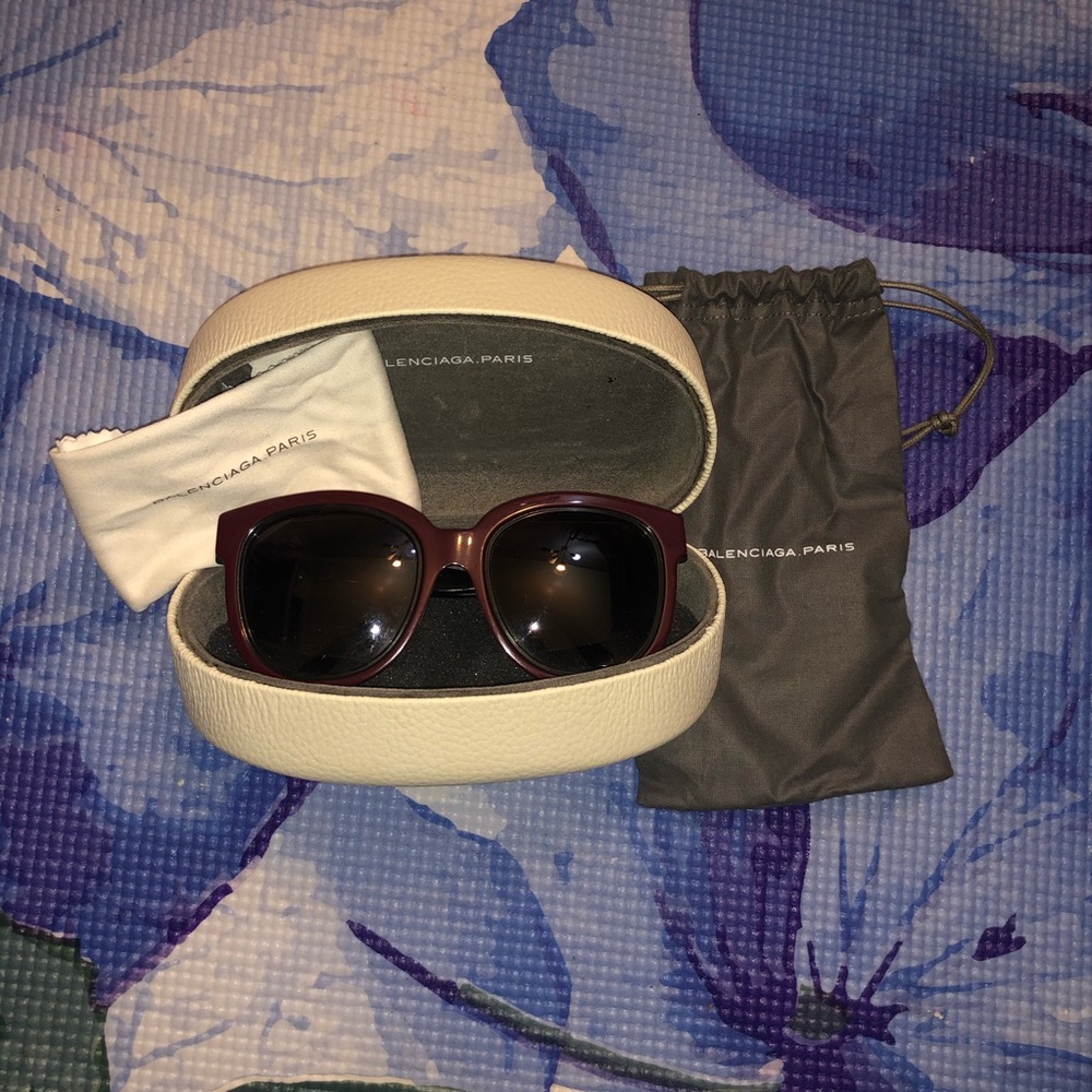 Burgundy Balenciaga Paris Sunglasses